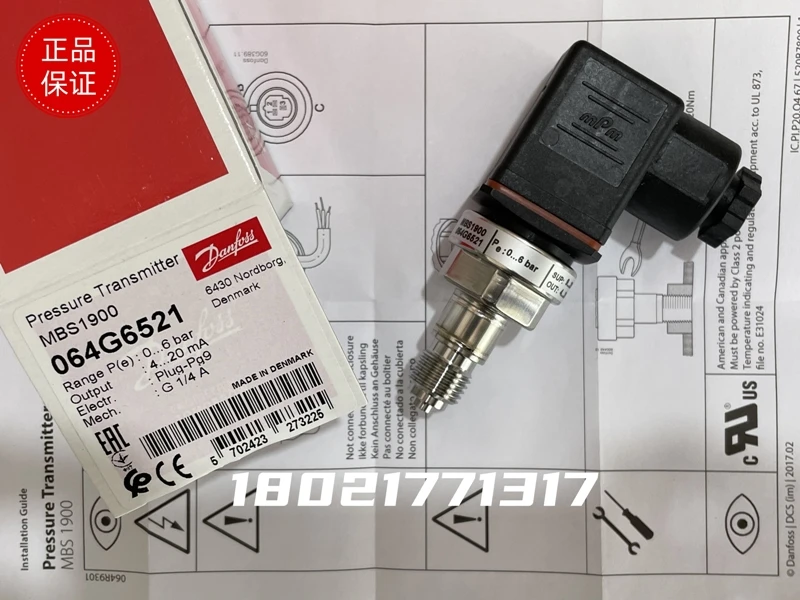 Danfoss MBS1900 Pressure Sensor Suitable For Water And Air Media 4-20mA Transmitter Original Imported