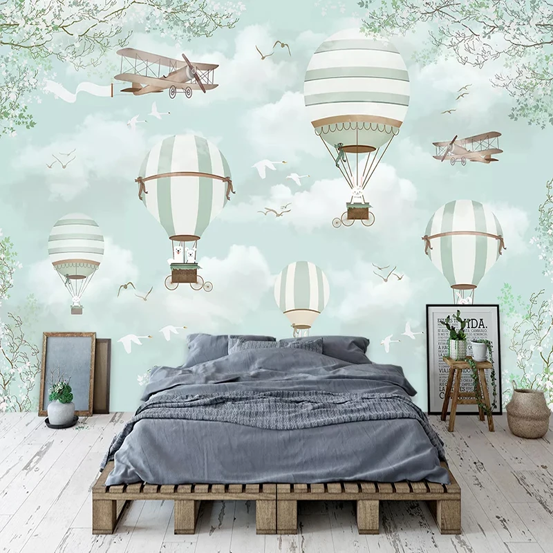 

Custom Mural Wallpaper For Kids Room 3D Cartoon Hot Air Balloon Photo Decoration Children Room Bedroom Wall Painting Wall Paper