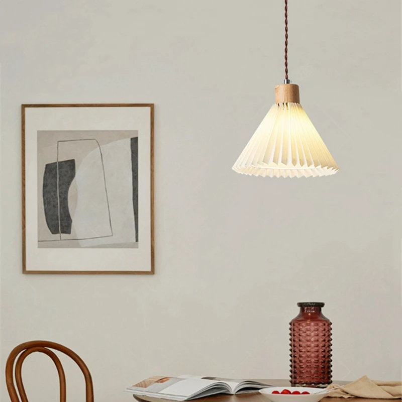 TKOH-candelabro de noche plisado nórdico, lámpara colgante de mesa para el hogar, dormitorio, comedor, accesorios de iluminación modernos