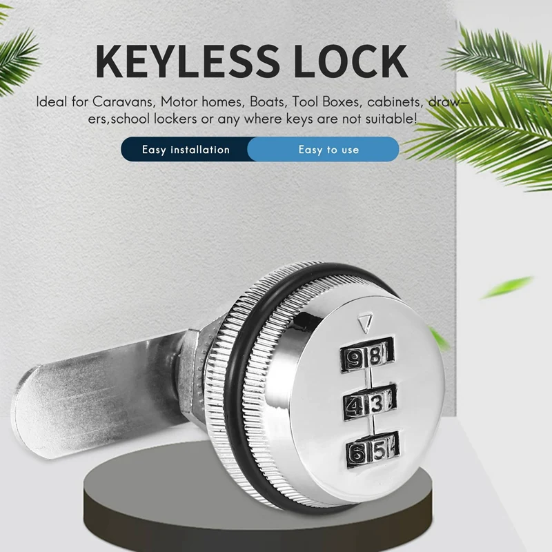

ABYA Alloy Code Combination Cam lock Keyless Post Mail Box Cabinet RV 3 Dial silver