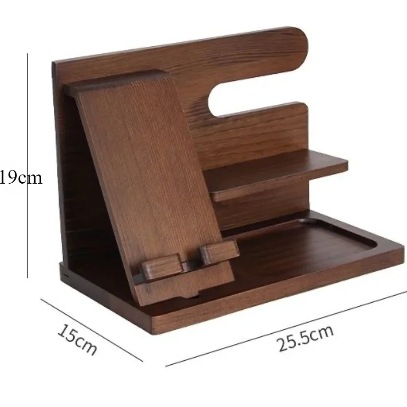 

Solid Wood Phone Stand Desktop Creative Storage Rack Multifunctional Hanging Watch Glasses Key Accessories -1pc