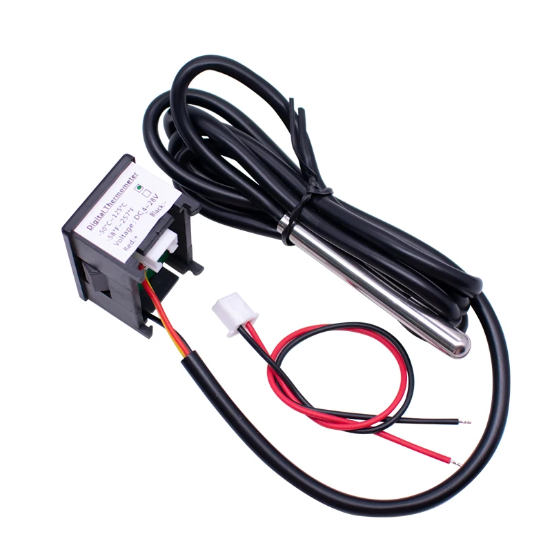 Cyfrowy termometr DS18B20 wodoodporny czujnik temperatury IC Tester wyświetlacz LED DC4-28V -50 ~ 125 celsjusza 0.36 Cal czerwony niebieski — zdjęcie produktu 6
