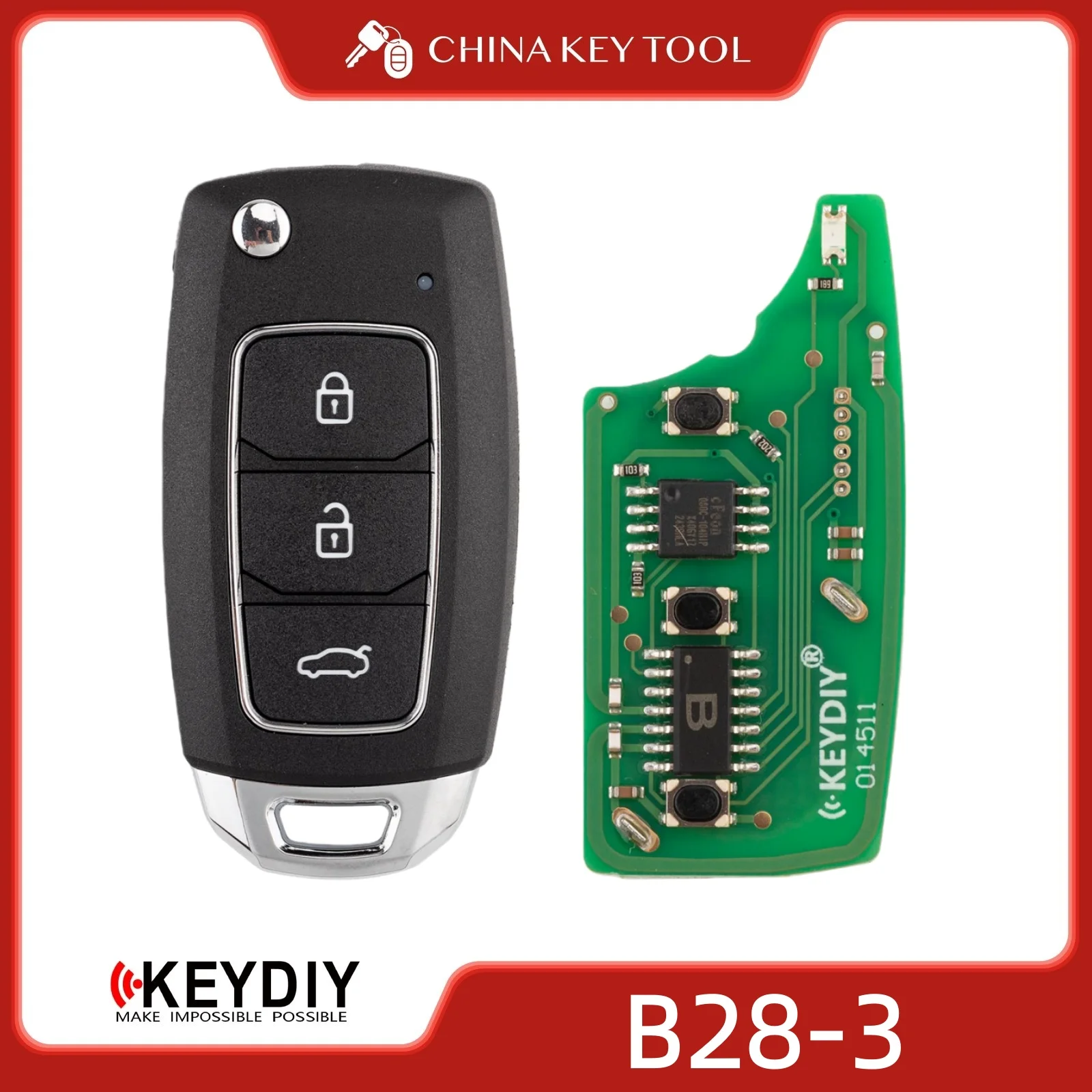 

KEYDIY KD B28-3 Universal Flip Remote Key 3 Buttons Compatible with Hyundai Type