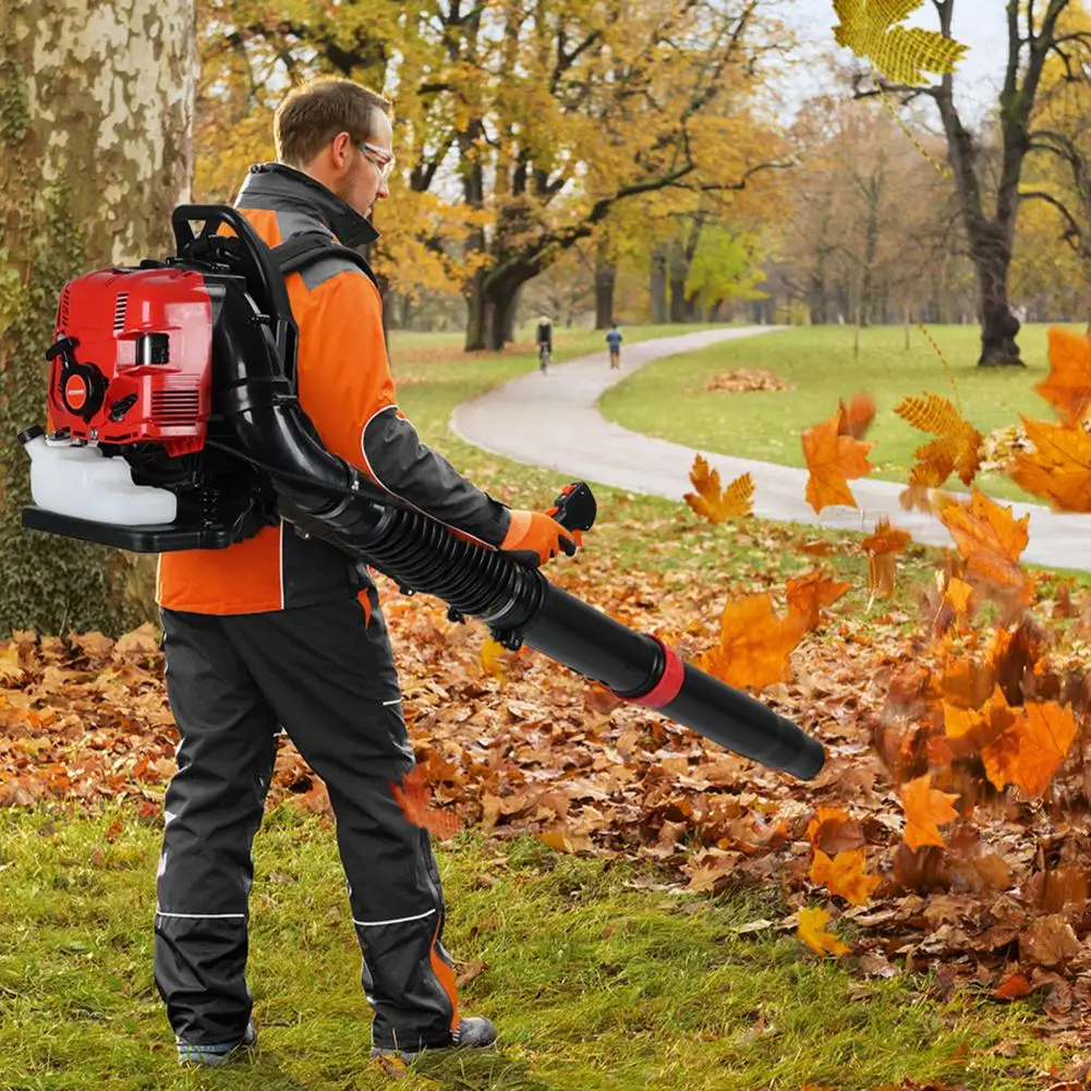 4 Stroke Gasoline Leaf Blower 75.6CC Backpack Cordless Gasoline Engine Leaf Blower for Yard Garden Lawn Care and Street Cleaning