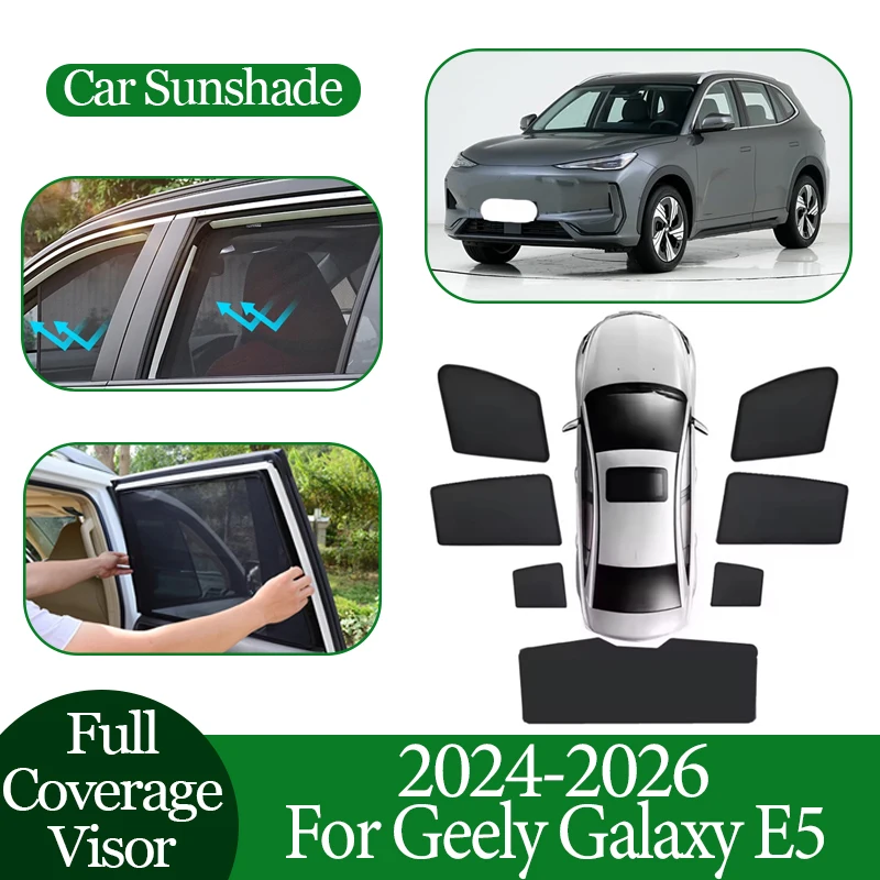 

Car Mesh Sunshades For Geely EX5 Galaxy E5 Proton e.MAS 7 2024 2025 2026 Coverage Sunshade Privacy Protection Anti UV Auto Parts