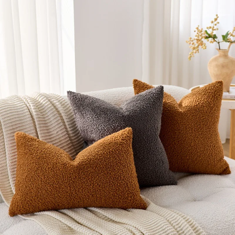 

1Piece Nordic Solid Color Teddy Velvet Cushion Cover Thick Imitation Lamb Wool Pillowcase Soft Home Sofa Pillow Cover Decorative