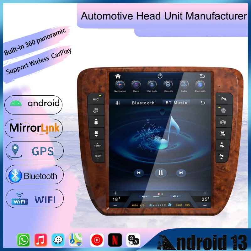 

For GMC SIERRA 2007-2013 Android Octa-core 8+128gb Car Navigation Wireless CarPlay Car GPS Navi Radio Multimedia Touch Screen