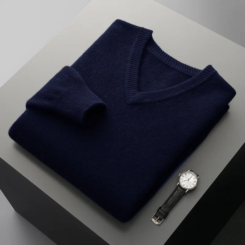 شتاء جديد% رداء علوي من الصوف الرجال سبعة إبرة مزدوجة الطبقات سميكة بلون البلوز رداء علوي من الصوف محبوك Bas #1