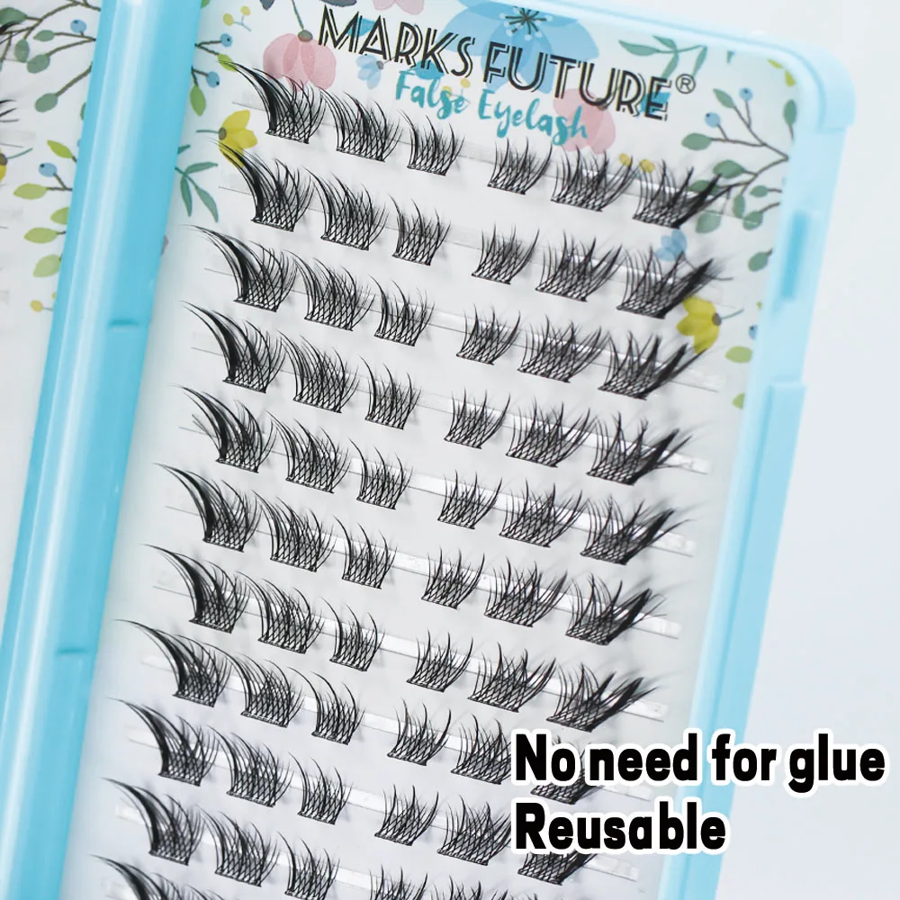 144 cílios postiços autoadesivos-olho de gato e olho de raposa estilo anime, comprimento misto c curvado 10-14mm, cílios reutilizáveis para iniciantes, acessórios de maquiagem legais