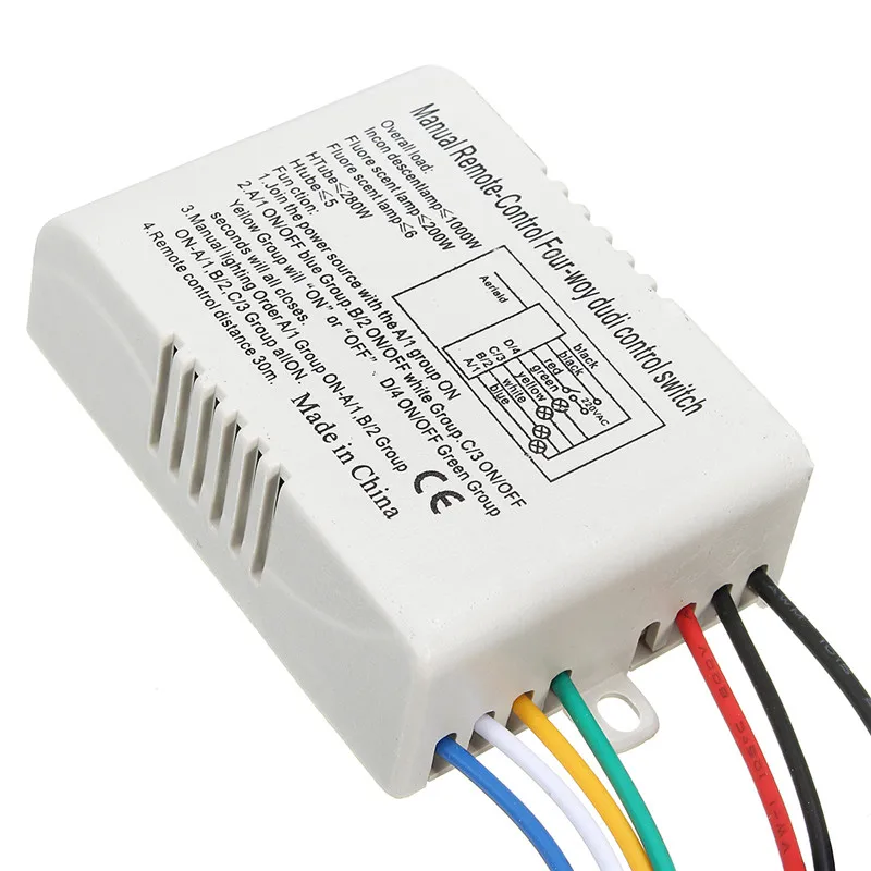 AC 220V 30M 4 Ways Digital RF Lamp Remote Control Switch ON/OFF Wireless Remote Control Switch Kit For Bedroom Light Lamp