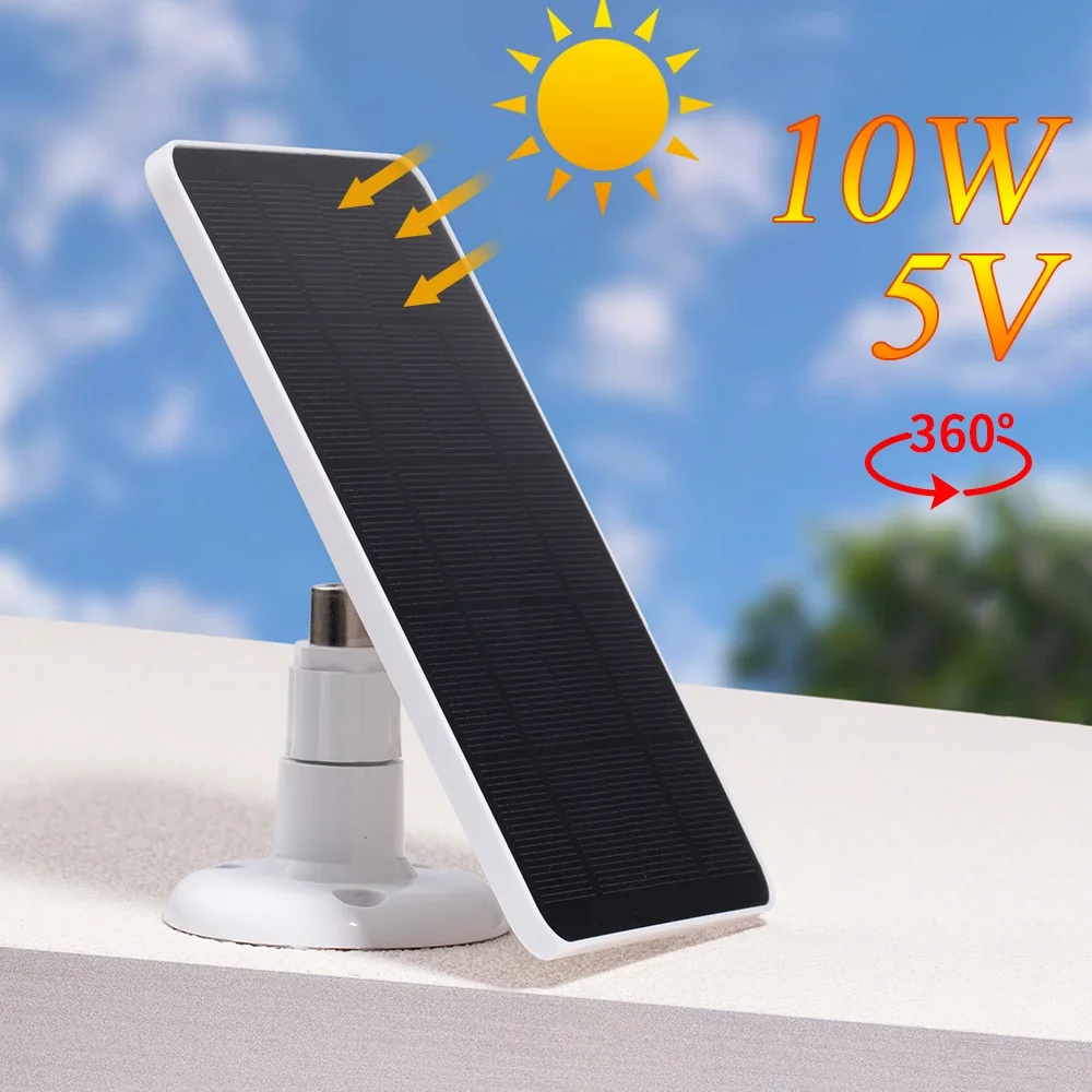 10W 5V Solar Panel Charging Waterproof Portable Solar Panel for Arlo Camera/Eufy Security Wireless Doorbell/Blink Video Doorbell