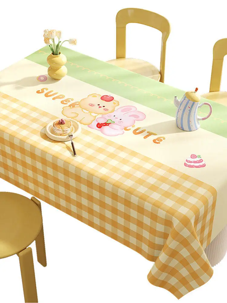 Washable, waterproof, oil-proof, heat-resistant cream-style rectangular tablecloth, desktop protector, coffee table cloth