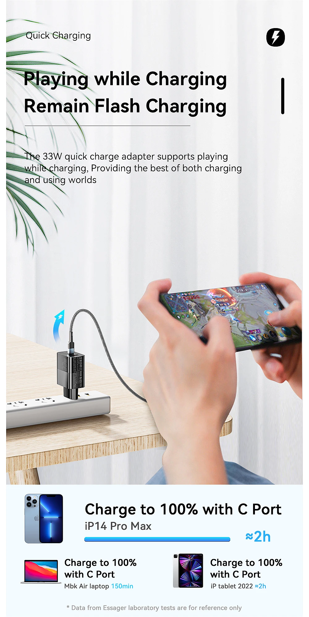 Essager USB Typ C Schnelle Ladegerät 33W QC PD 3,0 Dual Port Mini Tragbare Adapter Für IPhone 14 13 12 IPad Xiaomi Schnelle Wand Ladegeräte – Detail 4
