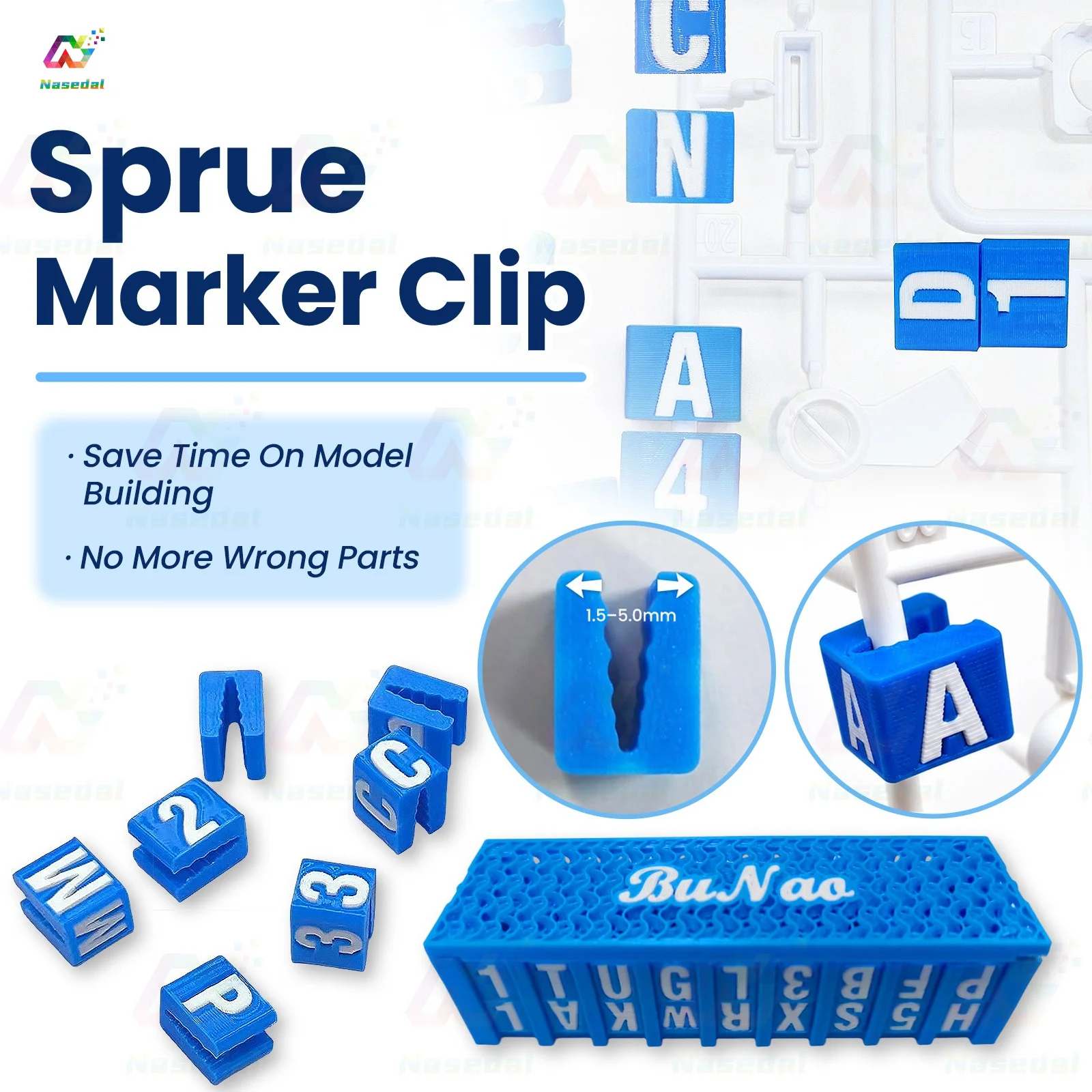 Sprue Clamp Number Letter Markers for Gundam Model Tool 36pcs 3D Print Sprue Tags A-Z Letters Numbers 1-5 1.5-5mm Clamping Range