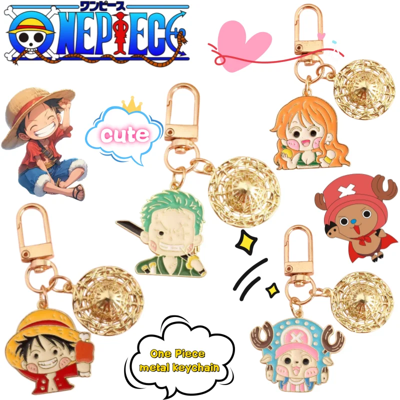 

New One Piece Luffy Roronoa Zoro Nami Keychain Creative High Color Value Cartoon Doll Shape Car School Bag Metal Pendant Gift