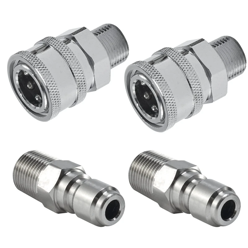 

4 Pcs Pressure Washer Quick Connect 3/8 Inch Pressure Washer Fittings Washer Accessories Adapter Set