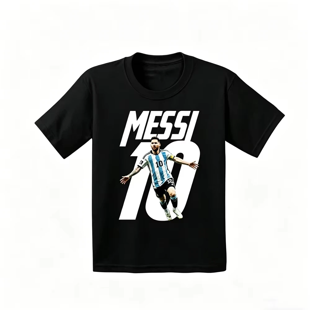 2026 Mens Womens Kids Messi 10 Soccer T-Shirt Legend Player Portrait Number 10 Print Crew Neck Cotton Casual Top