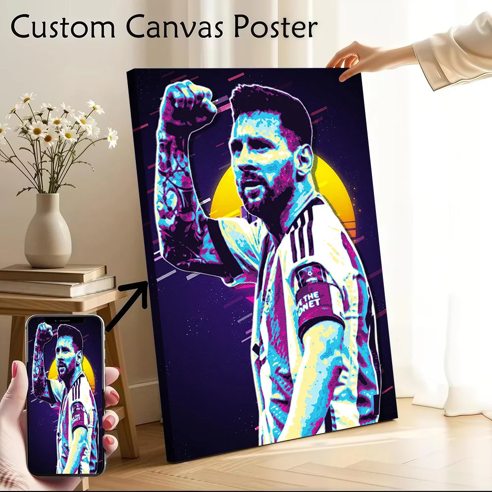 Messi Retro Art Canvas Poster Customizable Pictures Wall Art Canvas Painting for Decoration Living Room Decor Wand Deko Home