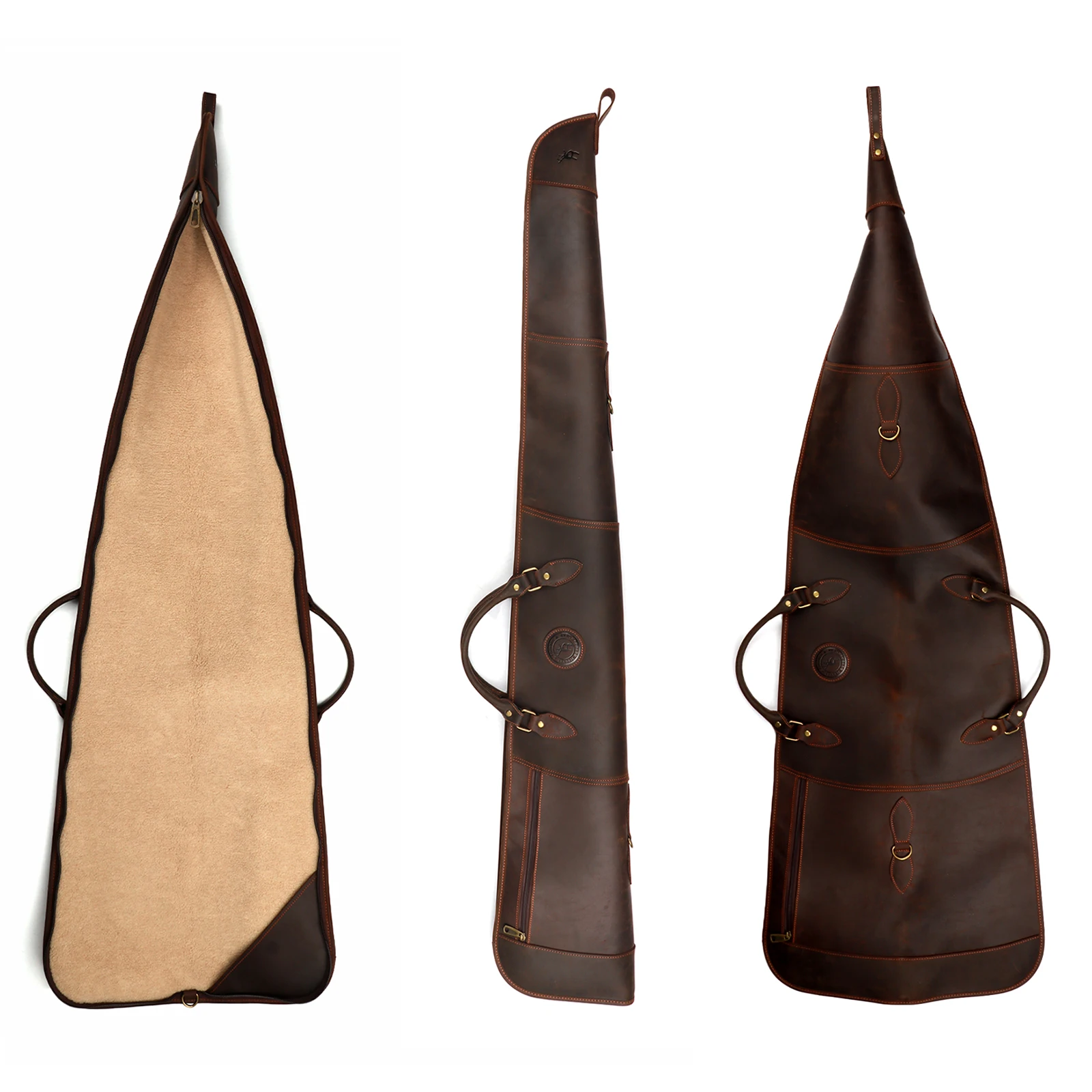 Tourbon Jagd-Schrotflinten-Hülle, Leder-Waffen-Tragetasche, schützender Slip, weich gepolstert, mit verstellbarem Schultergurt, braunes Schießen