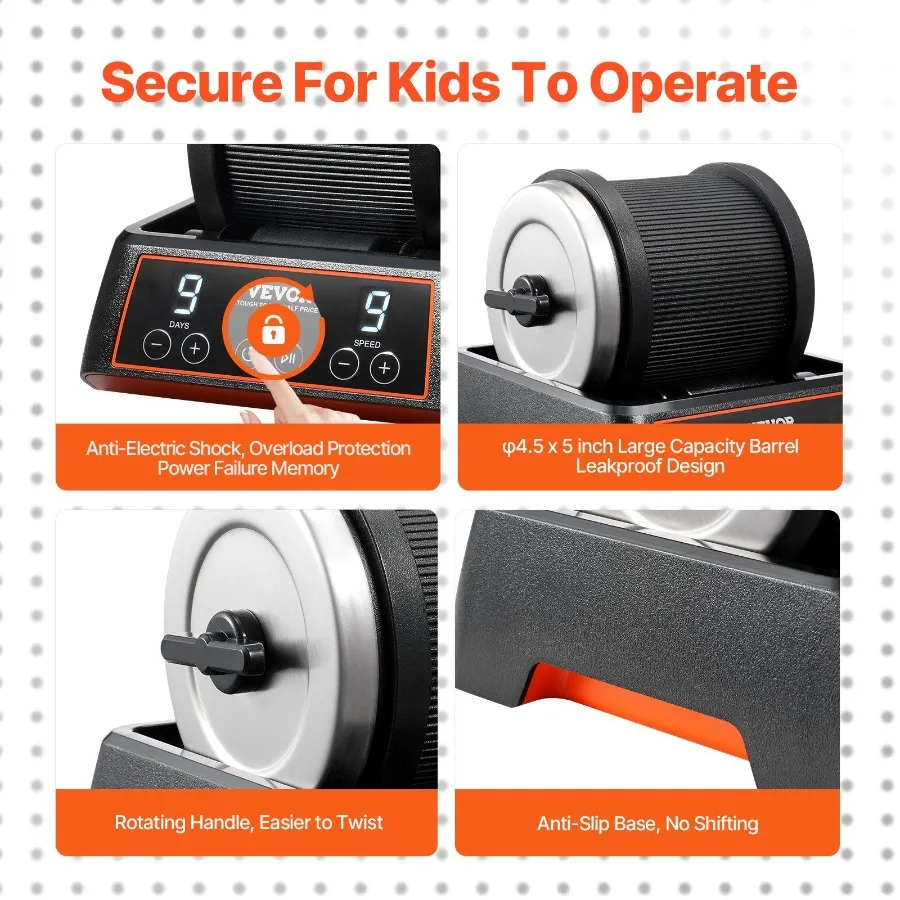 Rock Tumbler Kit 2,5 lbs Rock Polijstmachine 9 snelheden 9 dagen timer met korrels