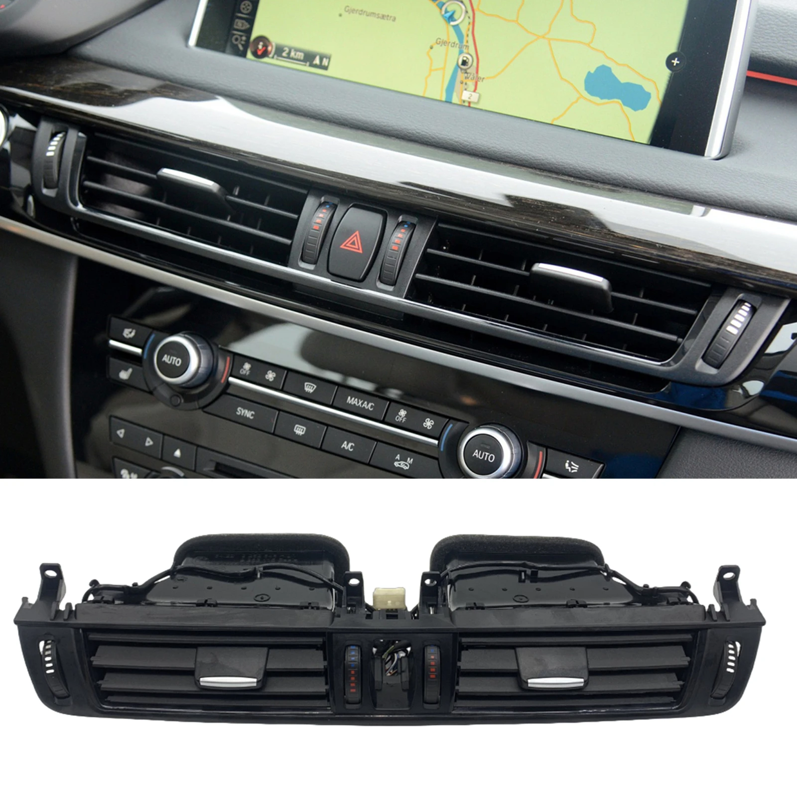 Center Console Dashboard Air Vent Outlet Assembly A/C Panel Conditioning Grille For BMW X5 F15 X6 F16 X5M F85 X6M F86 2014-2018