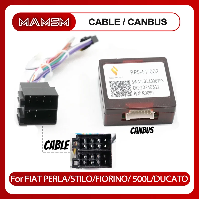 MAMSM For Fiat 500 Fiorino Perla Strada Stilo Car 16pin Wiring Harness Adapter Canbus Box Decoder Android Radio Power Cable