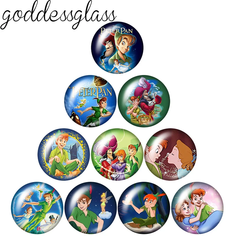 Disney Cartoon Peter Pan Adventure Tinker Bell 12mm/18mm/20mm/25mm Round photo glass cabochon flat back Making findings keychain