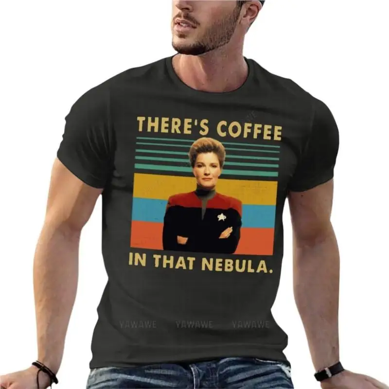 Camiseta de gran tamaño para hombre, ropa de calle divertida de manga corta, camiseta de talla grande, camiseta de kazryn Janeway hay Coffee In That Nebula