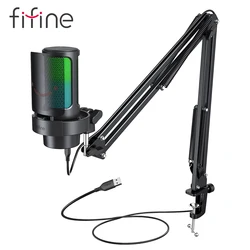 PC/Mac에서 녹음 및 스트리밍을 위한 붐 암 및 팝 필터가 포함된 FIFINE USB 마이크 키트, 빠른 음소거 및 헤드폰 잭-A8T