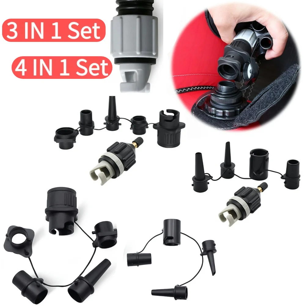 3/4 In1 محول المضخة القابلة للنفخ مع فوهات صمام الهواء موصل مضخة صمام الهواء لقارب قابل للنفخ الوقوف سرير التجديف