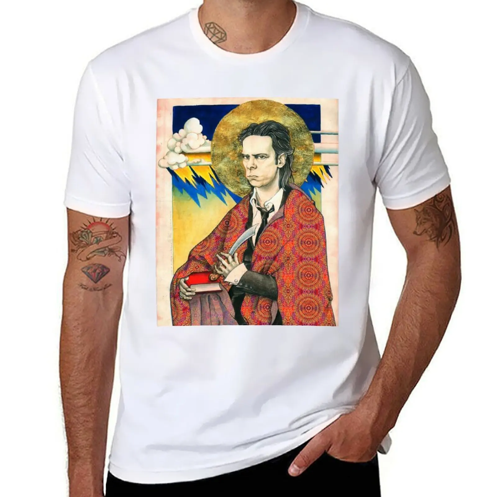 

Nick Cave illustration T-Shirt t shirts for man pack white funny t shirts dark humor T-Shirt