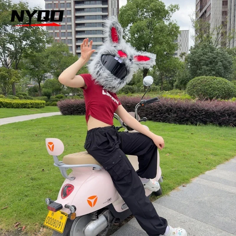 Cartoon Plush Motorcycle Helmet Cover, Full-Face Helmet Protective Sleeve, Cute Riding Helmet Decor Cover