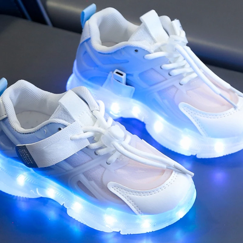 Running Horse Light Charging Light Shoes Colorful Light up   Children's   Boys and Girls Spring and Autumn Sports Shoes