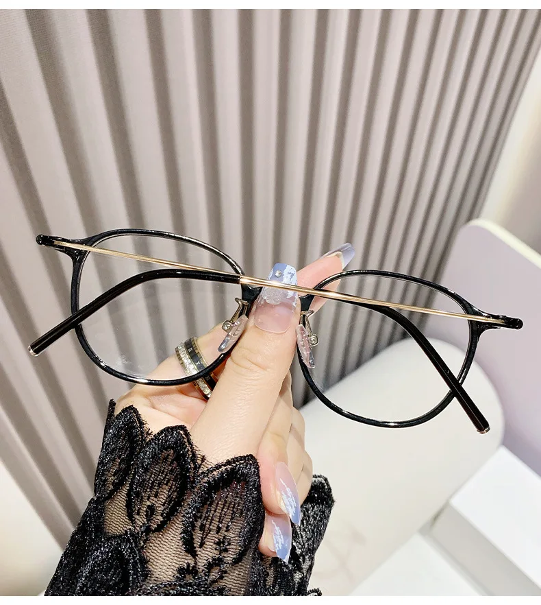 Presbyopie-Brille mit PC + Metallrahmen, runde Schildpatt-Anti-Blaulicht-Brille, 0 Grad, kann zur Dekoration verwendet werden – Detail 10