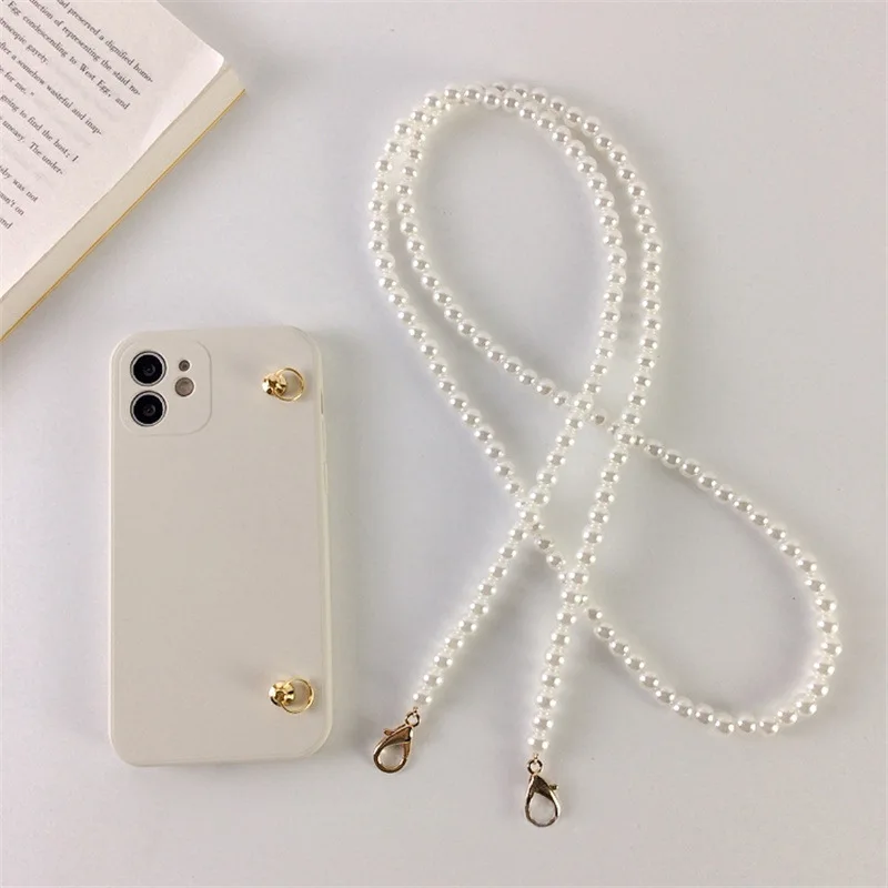 Suitable for iPhone16promax Pearl chain phone case iPhone15 Crossbody ins wind iPhone13 Soft case iPhone11 fall proof