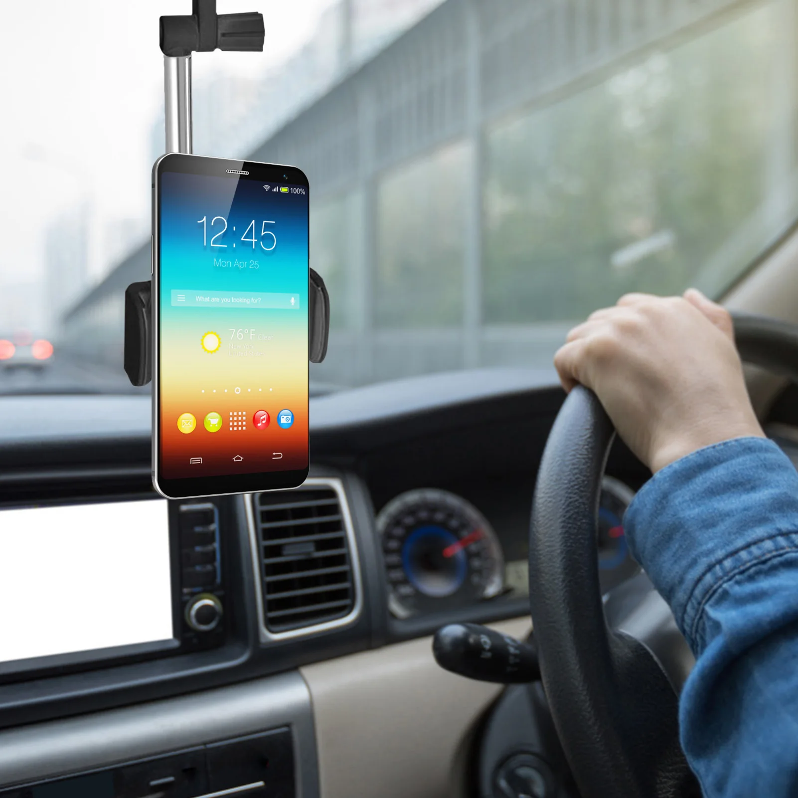 

Car Phone Holder Rearview Mirror Front Seat Snap-On Phone Holder For Car Air Vent Clip Stand Mobile Phone GPS Support Black