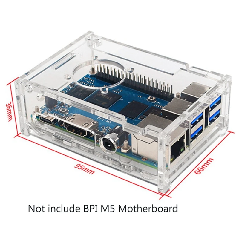 Carcasa transparente para placa de desarrollo de Banana Pi M5, carcasa protectora de acrílico para BPI-M5 Pi