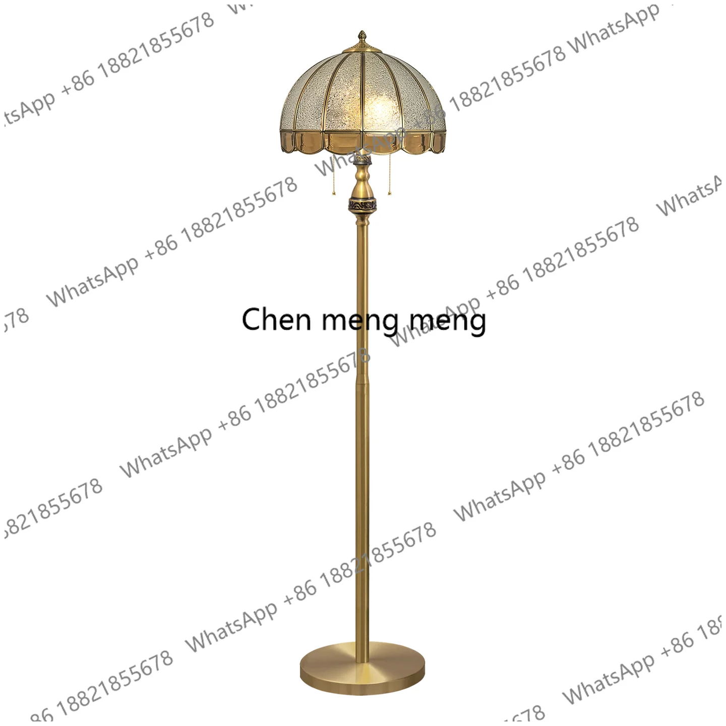 

All-copper retro floor lamp American living room study bedroom bedside European vertical floor lamp