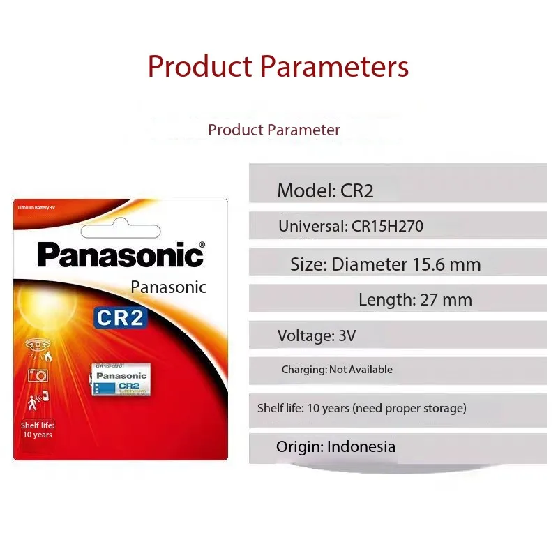 باناسونيك CR2 CR15H270 CR15266 DLCR2 3 فولت بطارية ليثيوم لمصباح ليد جيب كاميرا رقمية أجراس الباب إنذار البطارية الأساسية الجافة