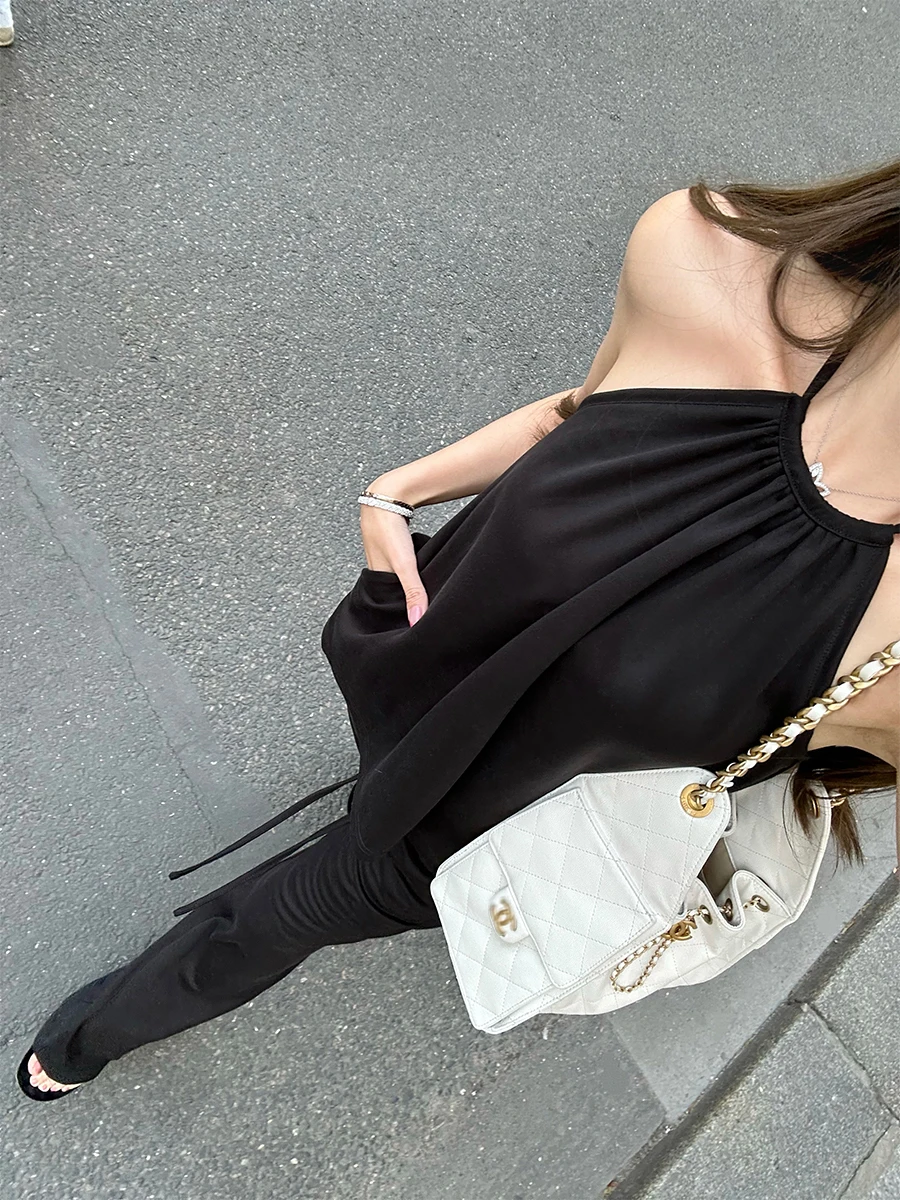 

Good Morning Fan Fan Oxygen Sensation Set Women's Casual Long Pants Dstring Ne Cooling Vest Soft Comfortable Two-Piece Set