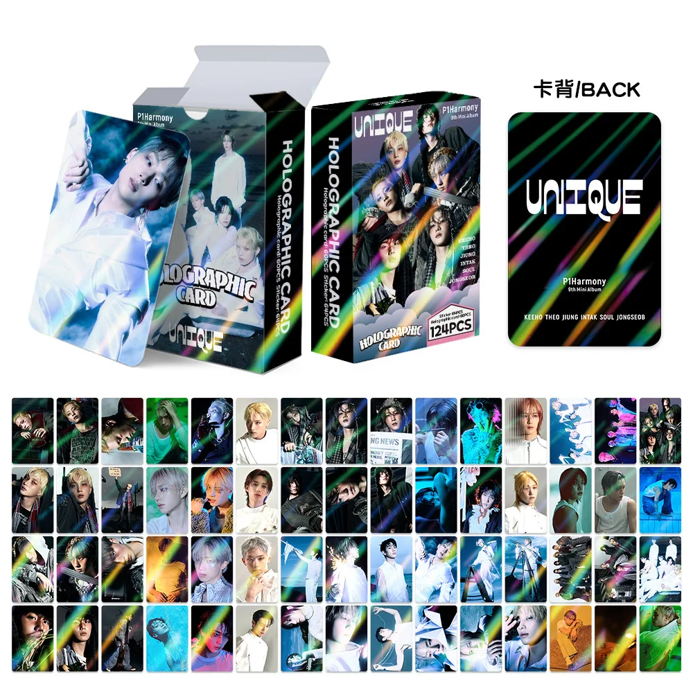 124Pcs/Set Idol P1HARMONY New Album UNIQUE Flash Card Lomo Cards Sticker Postcard KEEHO THEO JIUNG INTAK SOUL JONGSEOB Fans Gift image 5