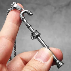 Merry Christmas Cane Candy Men Necklaces with Pendant Stainless Steel Jewelry for Male Women Punk Accessories Gifts Wholesale