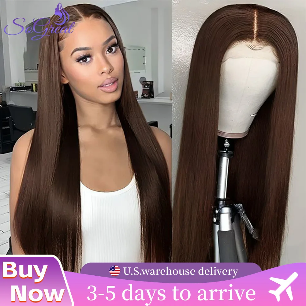 

SoGreat Bone Straight Hd Кружевной фронтальный парик 13x6 Шоколадно-коричневый парик из натуральных волос 13x4 Кружевной фронтальный прямой парик Цветной бразильский