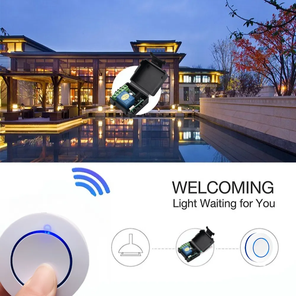 433 Mhz Universal Wireless Fernbedienung Schalter DC 12 V 10A Relais Mini Runde RF Sender für Licht/Garage tür/Elektronische Schloss