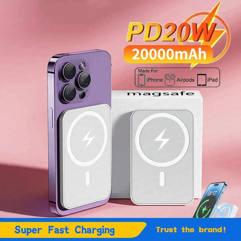 

For Magsafe Power Bank 50000mAh Portable Auxiliary Spare External Magnetic Battery Pack Wireless Charger For Iphone 13 14 15 16