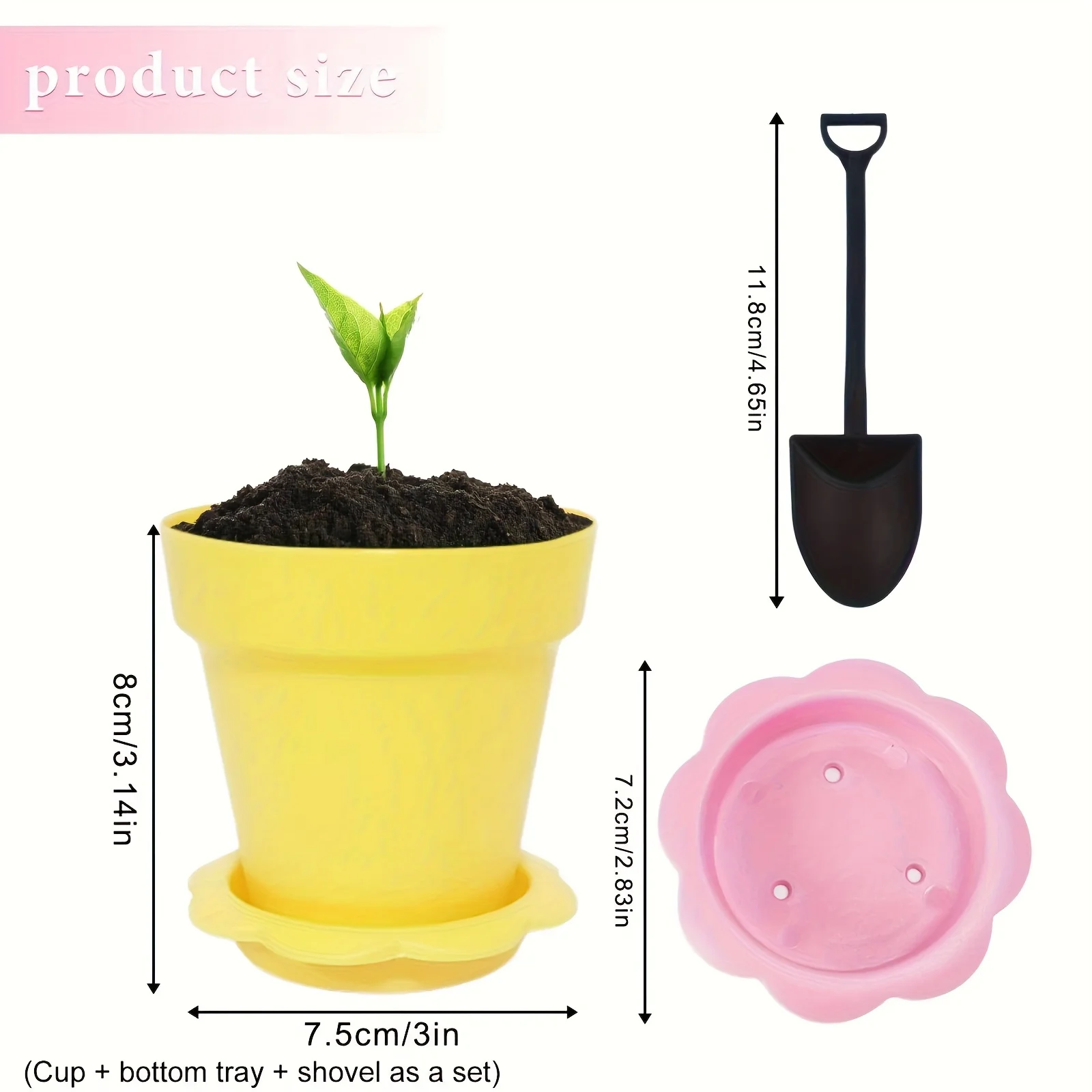 20set five-color art-deco style round plastic seedling pots suitable and shovel indoor outdoor gardening succulents vegetables