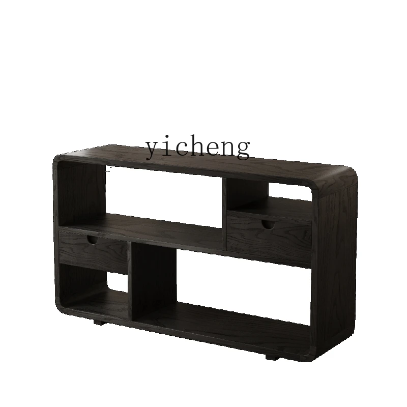 

Zc Solid Wood Sofa Side Cabinet Black Side Table Simple Modern Side Table Ash Corner Table Storage Rack