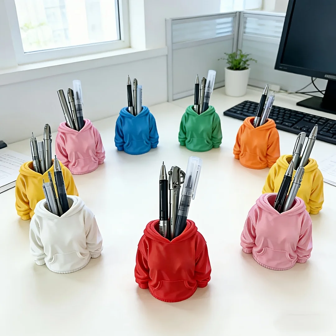 Creative Hooded Sweatshirt Pen Holder, Can Hold Pens and Stationery,Doubles as a Storage Bin and Decorative Piece When Placed