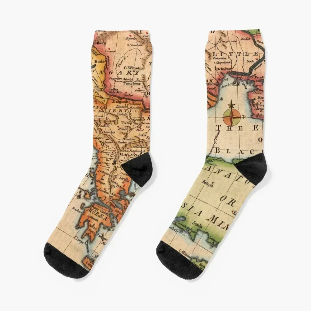 

Vintage Map Socks christmass gift new in's hiking Stockings Socks Woman Men's