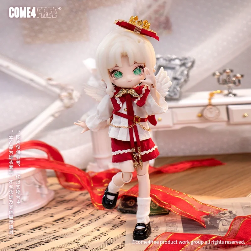 COME4FREE Red Maple Leaf Choir Fairy Tale Town Series Dress Outfit Set for 1/12 BJD Doll Clothes OB11 Size Collectible Toys
